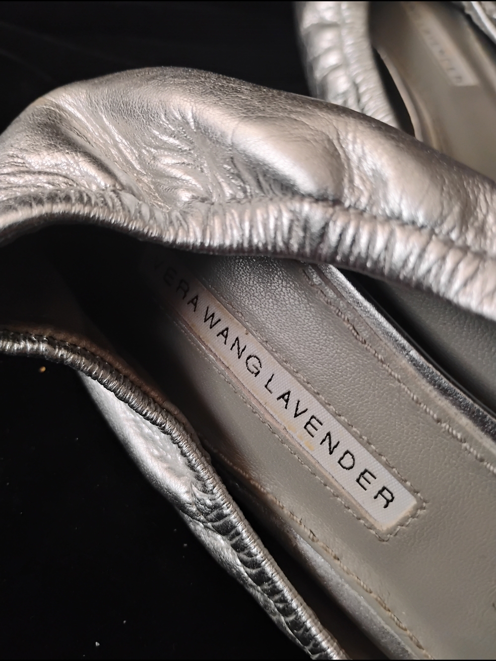 Vera Wang Silver Jeweled Peep-Toe Flats Crystals Elegant. Sz 8 - Picture 3 of 4